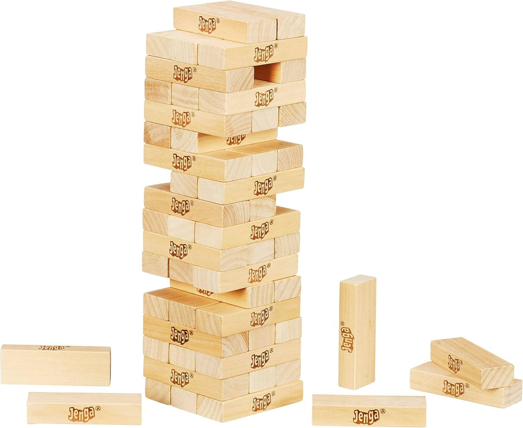 Hasbro Gaming Jenga, Jeu de société en Bois, Jeu de Voyage pour Enfant et familles, Version française, Idées Cadeaux d'anniversaire, À partir de 6 Ans