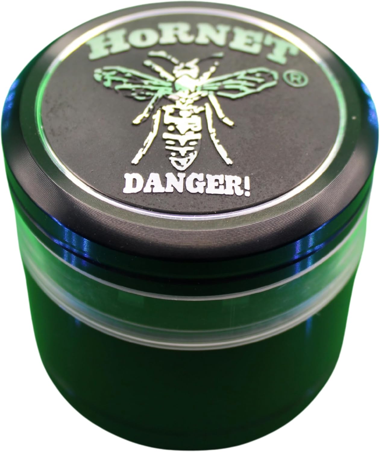 HORNET Grinder Métal “Danger!” – Broyeur d’Herbes 3 Parties avec Couvercle Aimanté – Compact et Robuste – Plusieurs Coloris (Noir)
