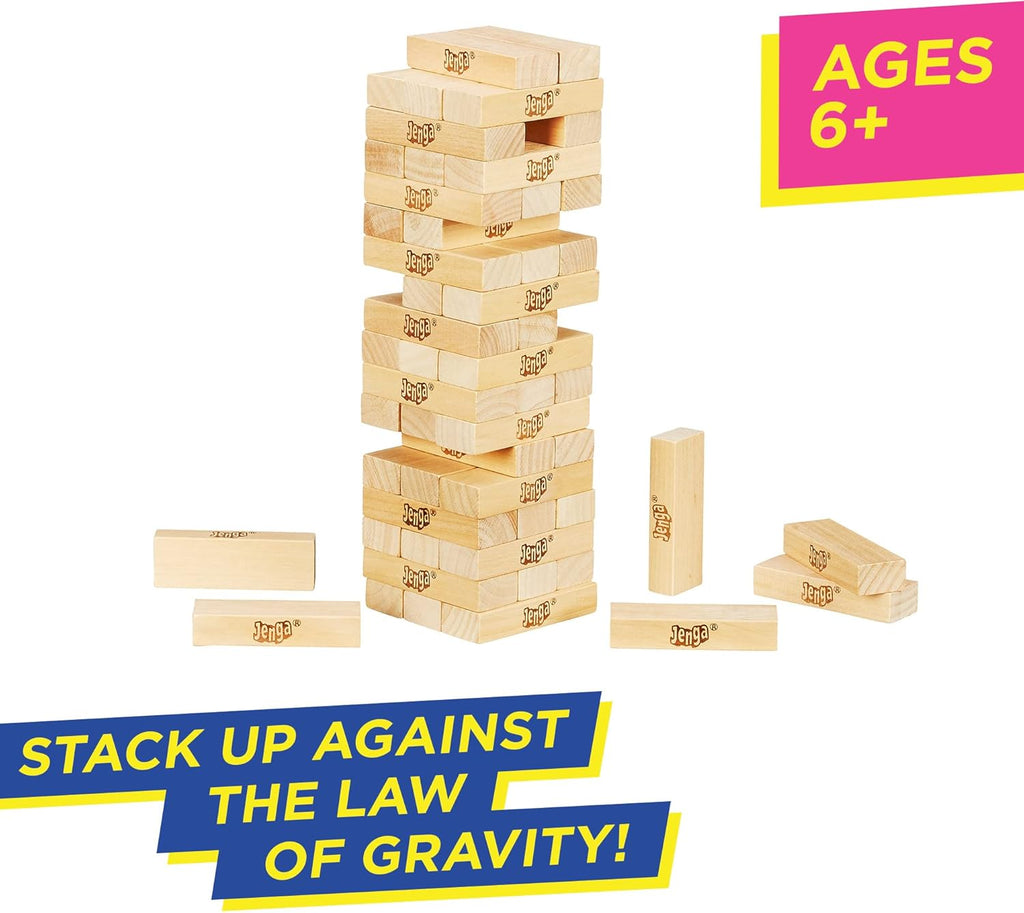 Hasbro Gaming Jenga, Jeu de société en Bois, Jeu de Voyage pour Enfant et familles, Version française, Idées Cadeaux d'anniversaire, À partir de 6 Ans