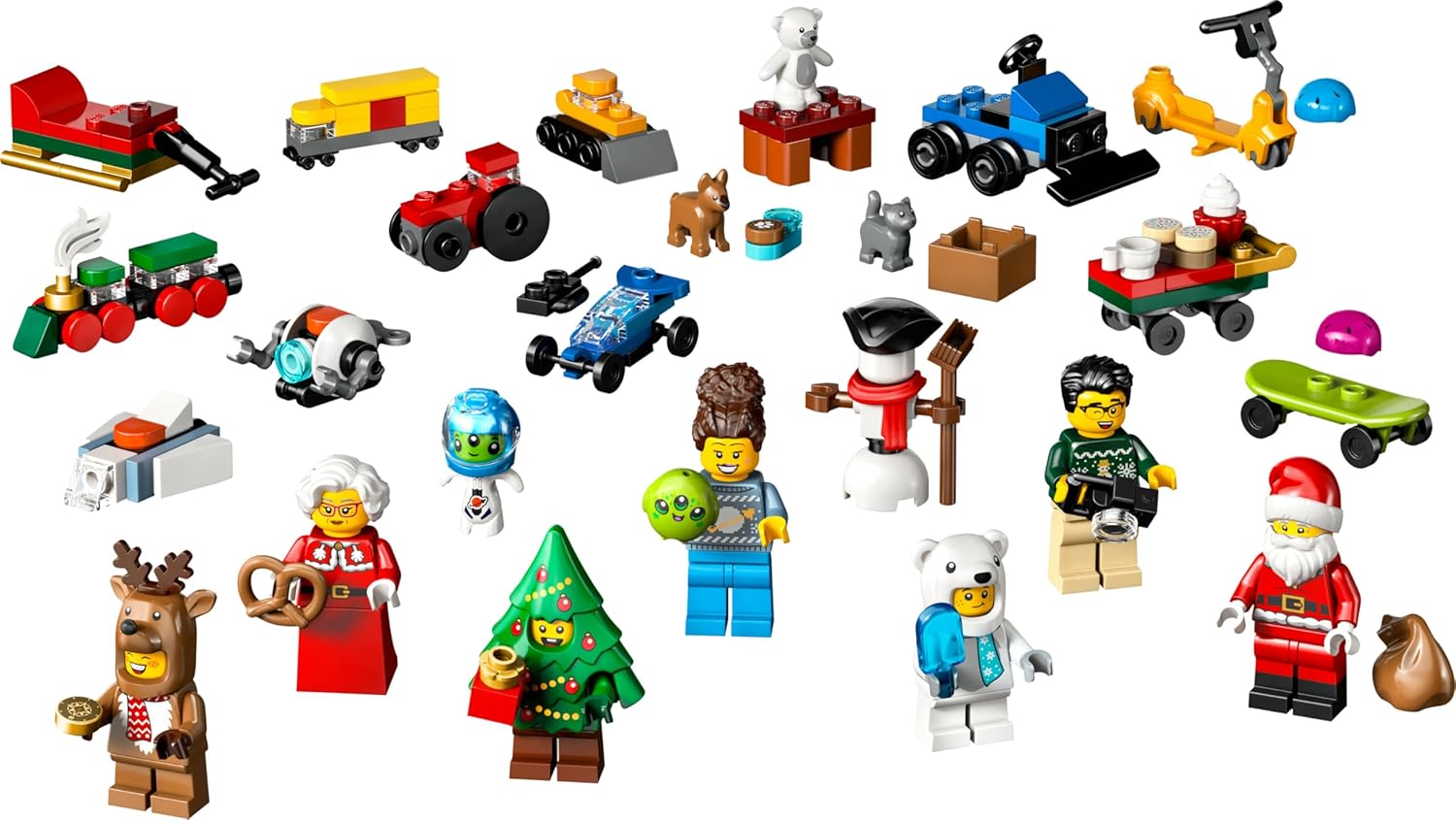 LEGO City Le Calendrier de l'Avent 2025 - Jeu pour Garçon ou Fille dès 5 Ans - Compte à Rebours Avant Noël avec 24 Surprises Dont Un Train, Une Voiture, Un Tracteur & 7 Minifigurines - Cadeau 60475