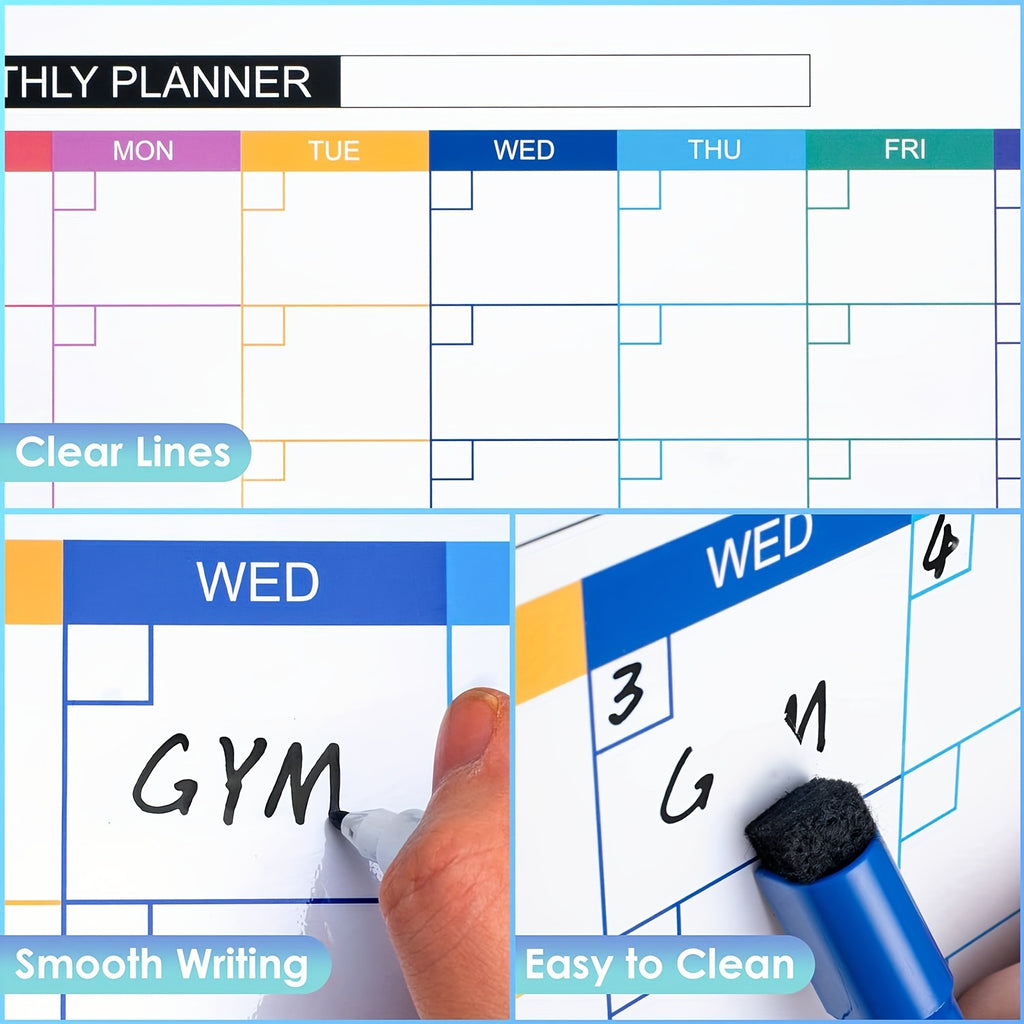 Tableau Calendrier Mensuel Effaçable Double Face Portable et Léger 40x30 cm pour Bureau et Maison by LSDLBoutique