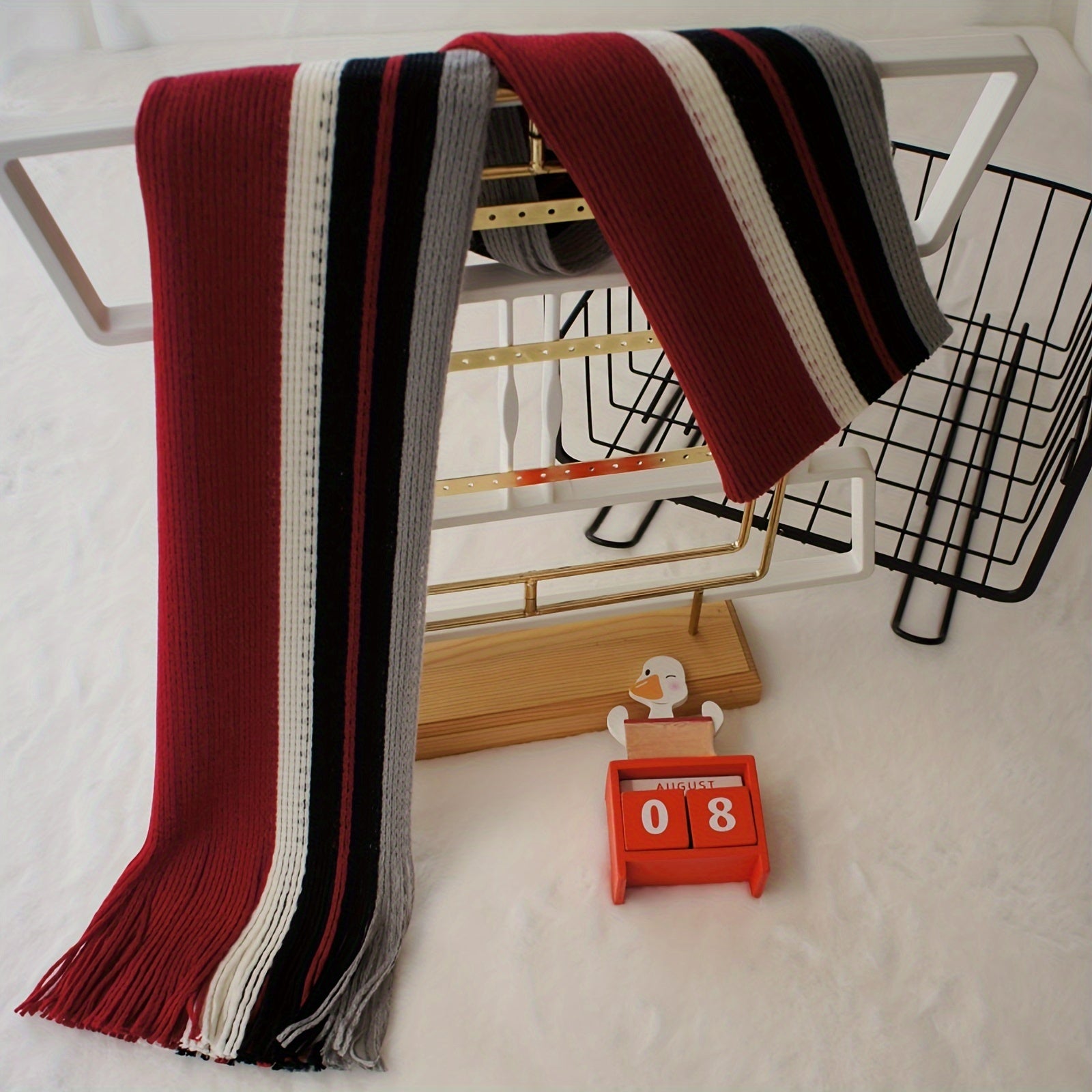 Écharpe Homme À Rayures Tricot Chaud Avec Franges En Acrylique Doux Pour Hiver Confortable Et Légère by LSDLBoutique.ch