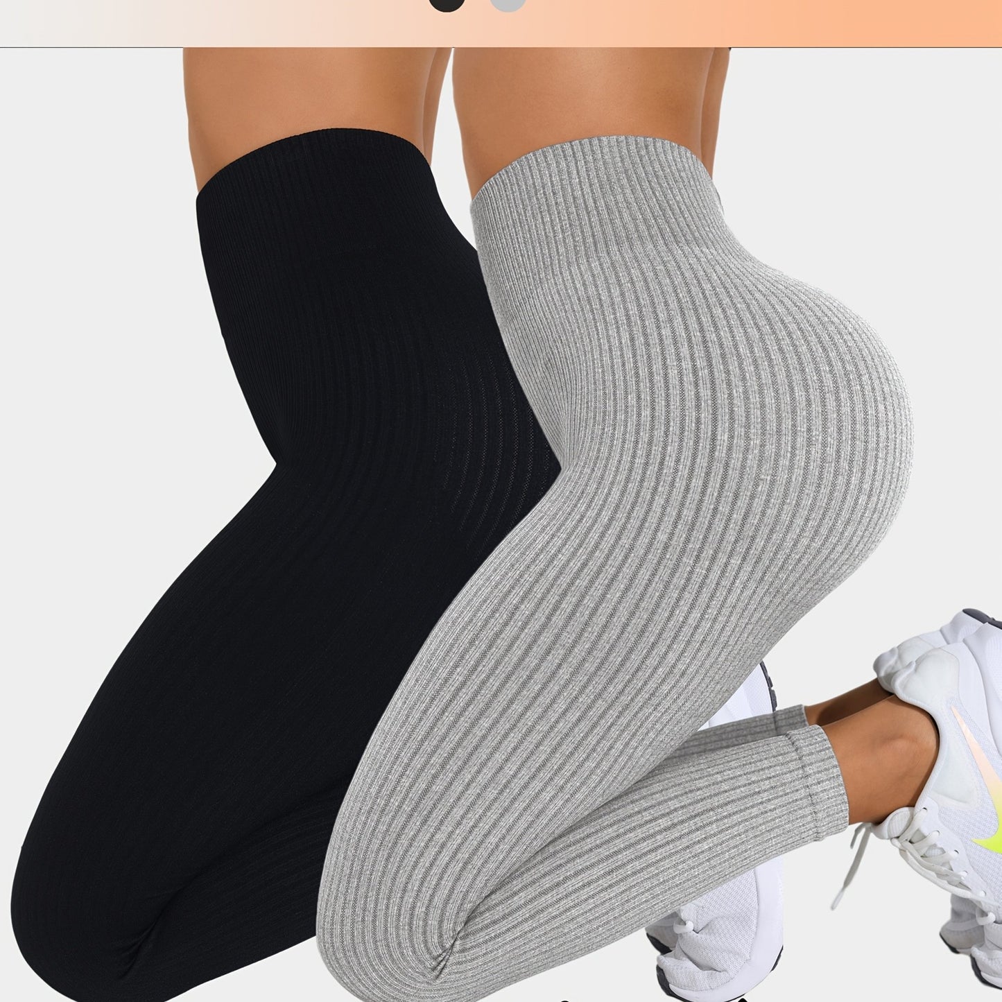 Lot De 2 Leggings Femme Taille Haute Côtelés Confort Stretch Respirants Idéal Yoga Et Fitness by LSDLBoutique.ch