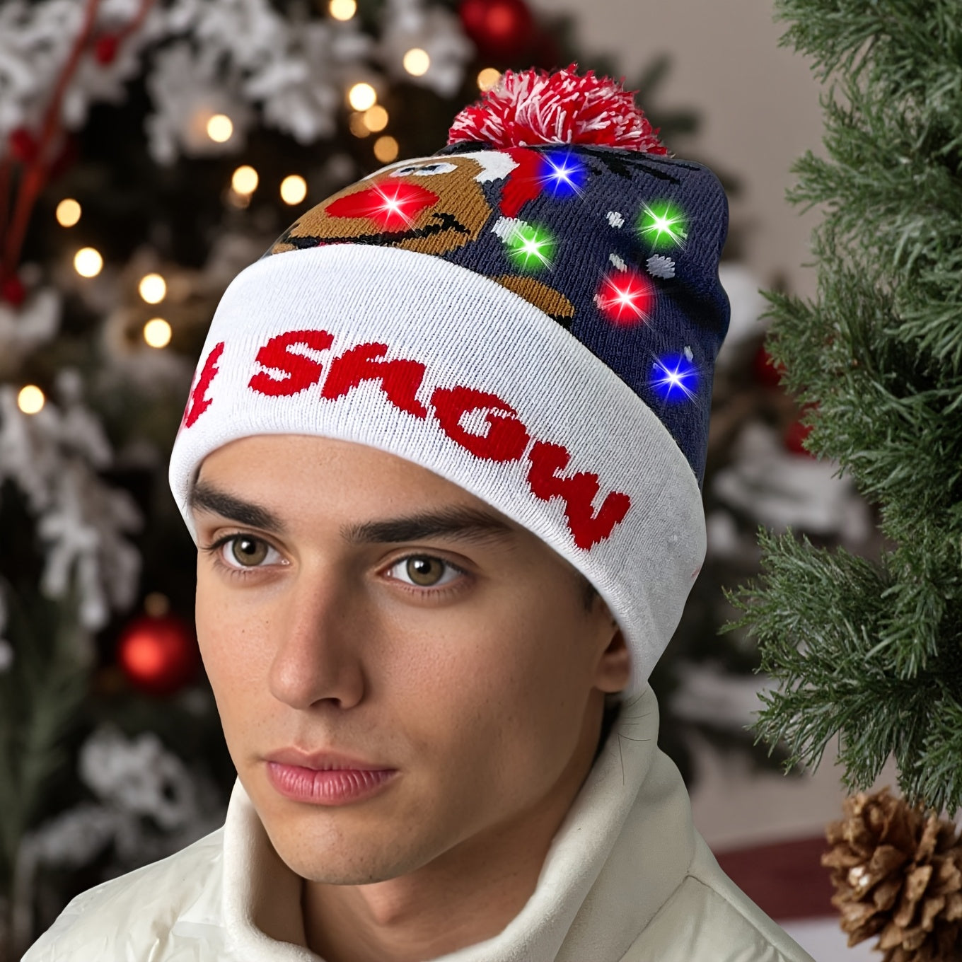 Bonnet Tricoté LED De Noël Pour Adultes Et Enfants Accessoire Festif Lumineux Chaud 100 Pour Cent Acrylique Doux by LSDLBoutique.ch