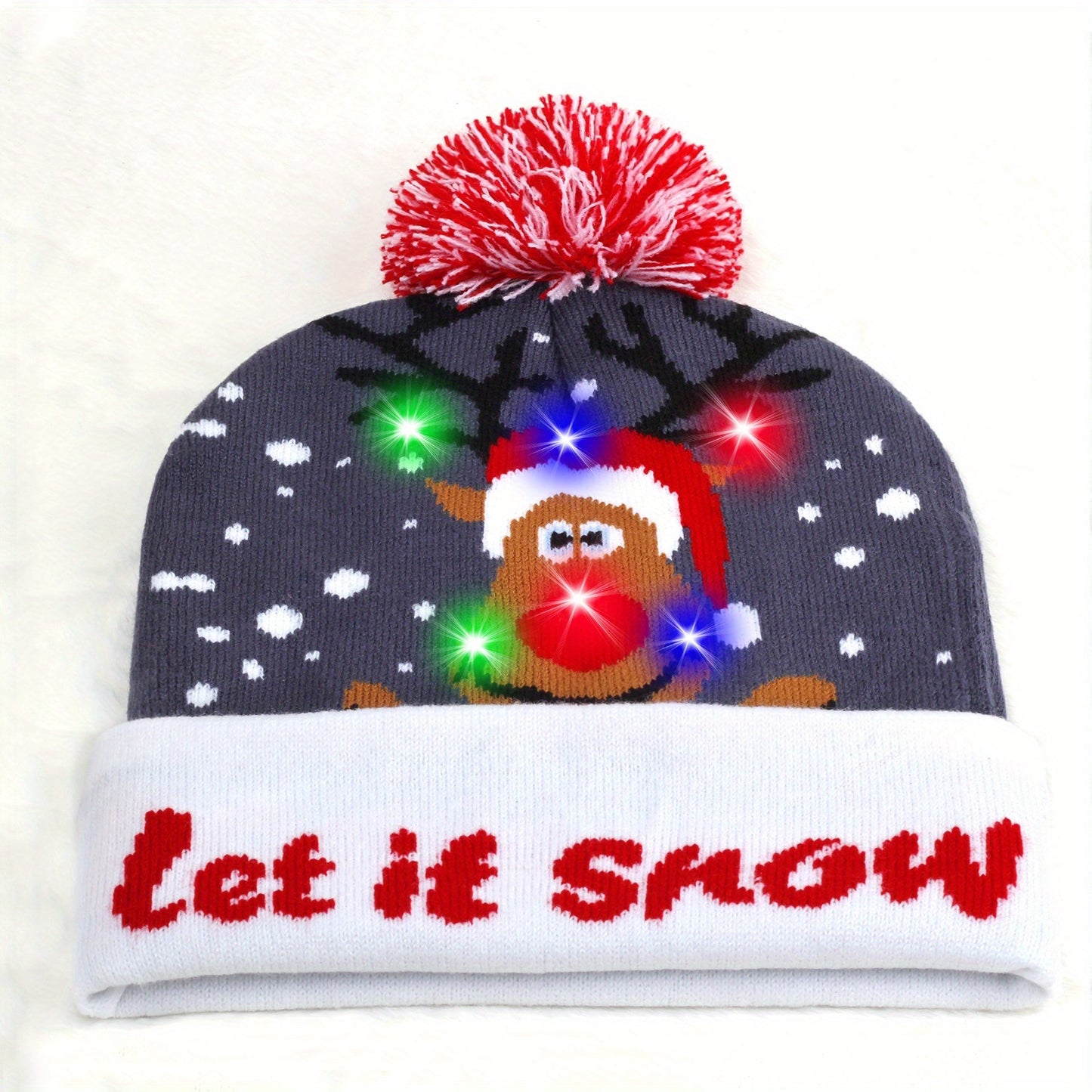 Bonnet Tricoté LED De Noël Pour Adultes Et Enfants Accessoire Festif Lumineux Chaud 100 Pour Cent Acrylique Doux by LSDLBoutique.ch