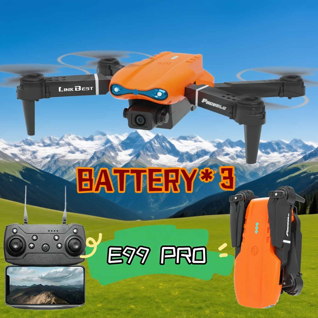 SkyE99 Pro – Drone Pliable Intelligent à Double Caméra HD by LSDLBoutique.ch