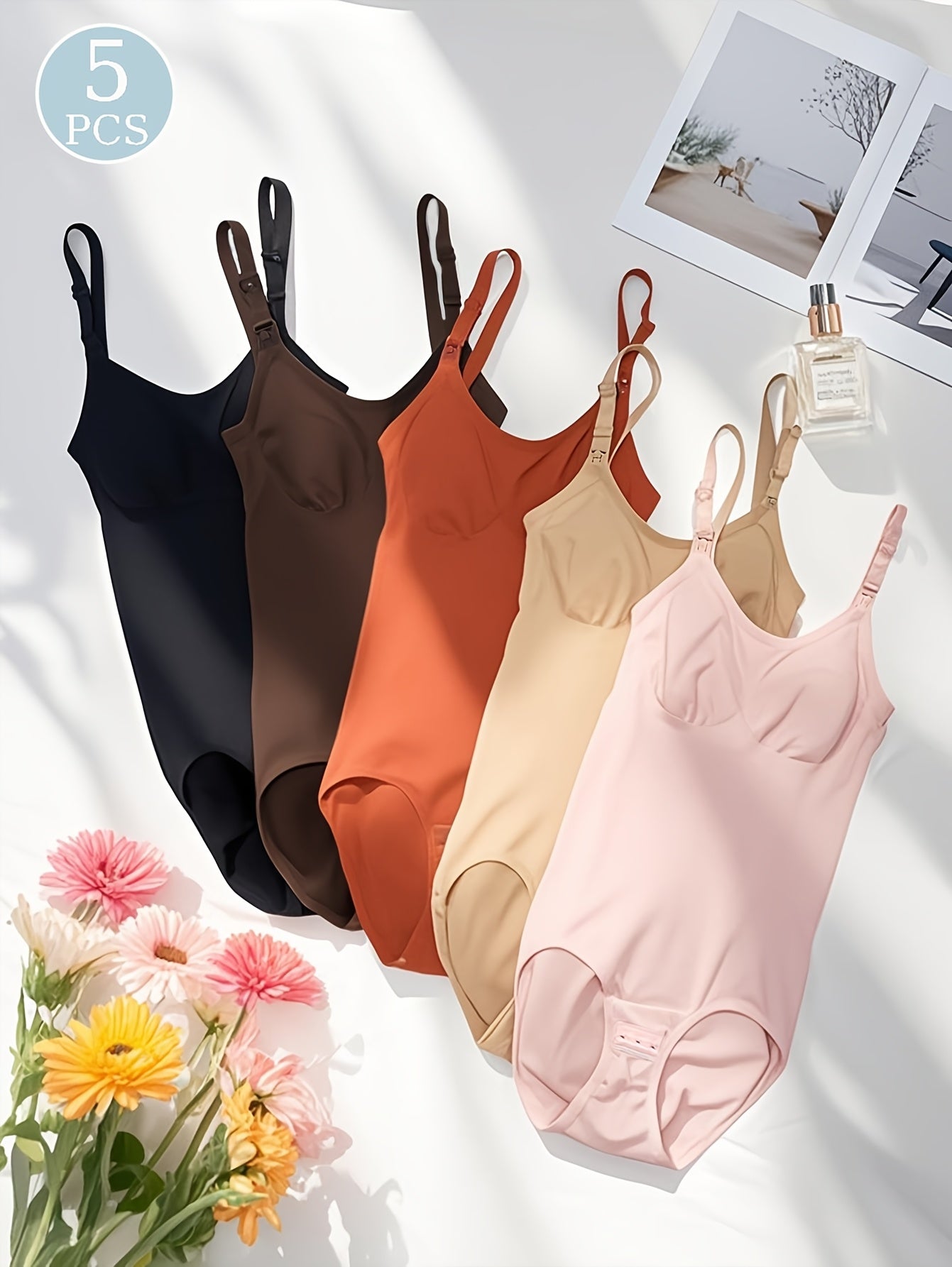 Lot 5 Combinaisons Grossesse Post Partum Gainantes Allaitement Sans Manches Avec Soutien Discret Et Silhouette Affinée by LSDLBoutique.ch