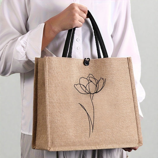 Linenia – Sac en Lin Fleuri Femme, Grand Format Élégant by LSDLBoutique.ch