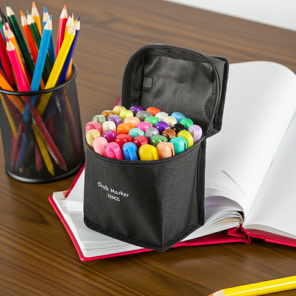 36 Marqueurs Craie Effaçables à l’Eau – Pointes Réversibles Biseautée/Ronde – Pour Tableau, Vitre, Miroir – Encre Lavable by LSDLBoutique.ch