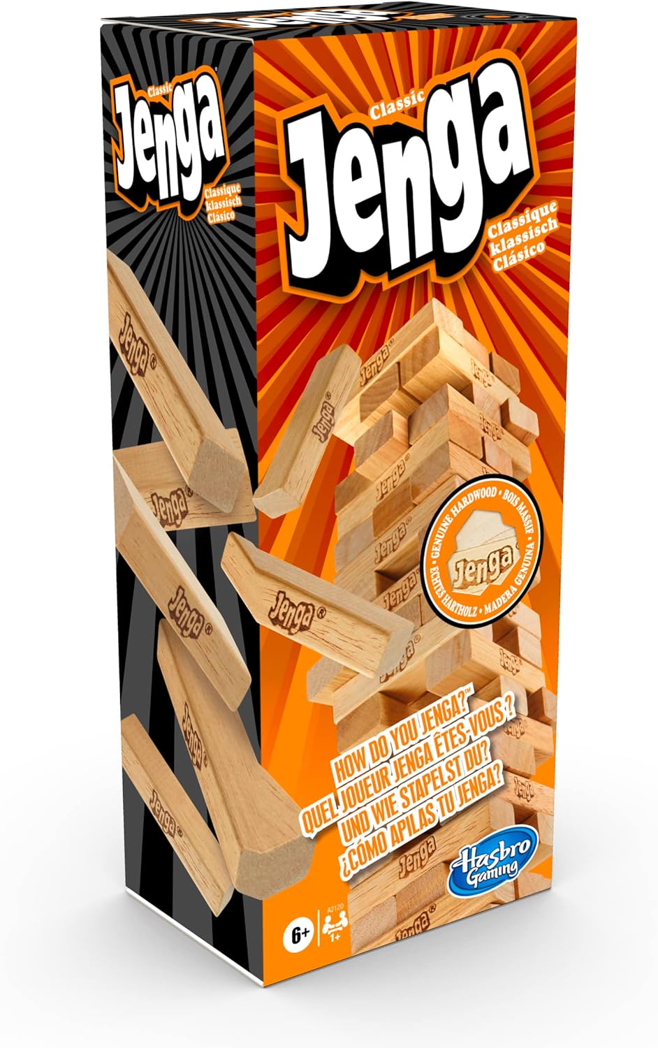 Hasbro Gaming Jenga, Jeu de société en Bois, Jeu de Voyage pour Enfant et familles, Version française, Idées Cadeaux d'anniversaire, À partir de 6 Ans