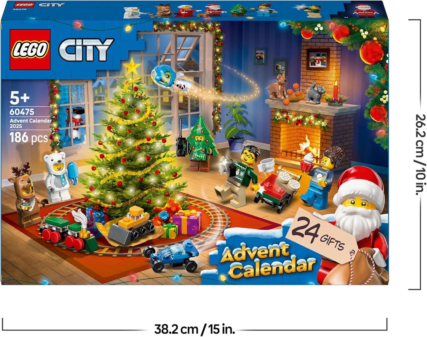LEGO City Le Calendrier de l'Avent 2025 - Jeu pour Garçon ou Fille dès 5 Ans - Compte à Rebours Avant Noël avec 24 Surprises Dont Un Train, Une Voiture, Un Tracteur & 7 Minifigurines - Cadeau 60475