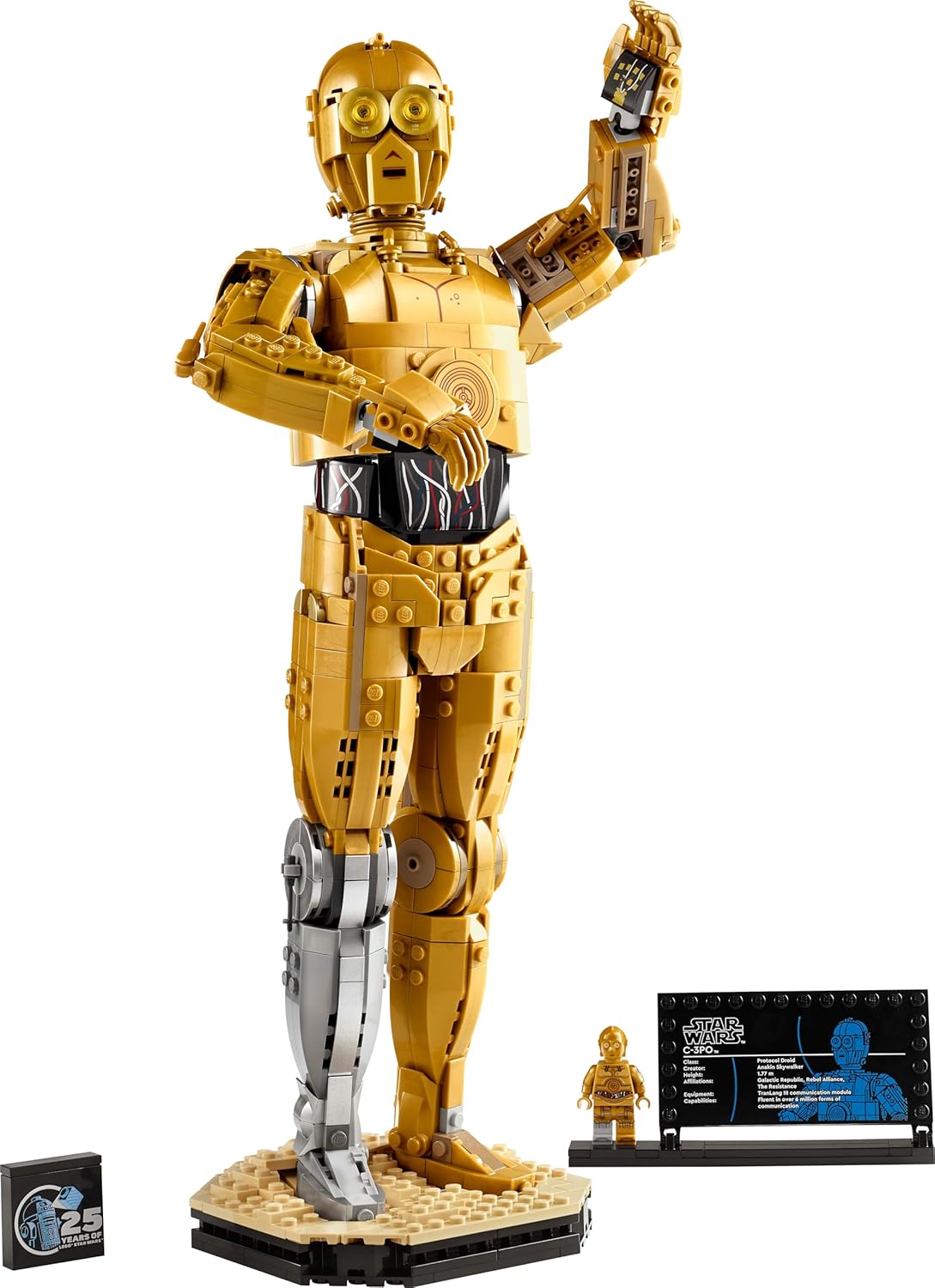 LEGO Star Wars 75398 C-3PO - Figurine Collector - Maquette à Construire & Exposer pour Adulte - Présentoir, Plaque Descriptive & Minifigurine - Idée de Cadeau pour Fan, Homme ou Femme