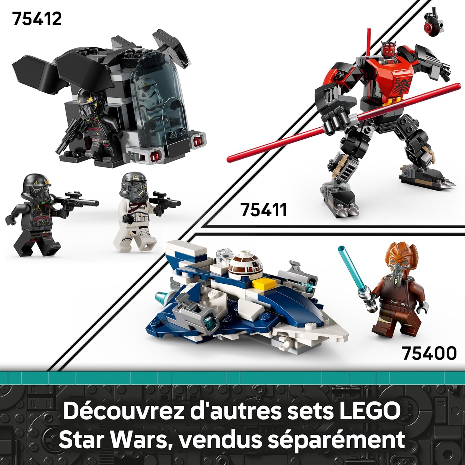 LEGO Star Wars 75412 Ahsoka Pack de Combat Death Troopers Contre Night Troopers - Jeu de Construction avec Transporteur & 4 Minifigurines avec Blasters - Cadeau Collector pour Garçon dès 6 Ans & Fans