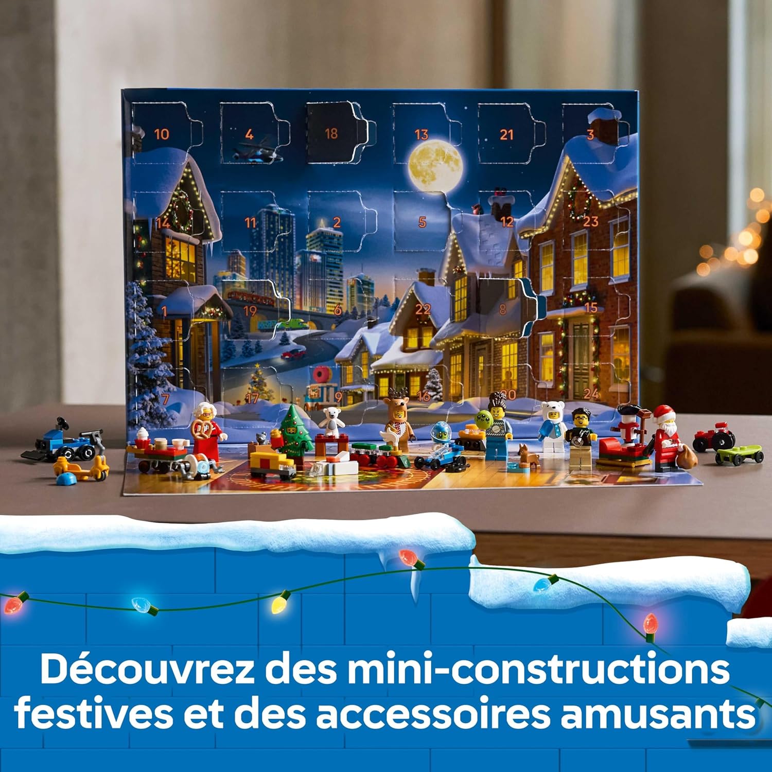 LEGO City Le Calendrier de l'Avent 2025 - Jeu pour Garçon ou Fille dès 5 Ans - Compte à Rebours Avant Noël avec 24 Surprises Dont Un Train, Une Voiture, Un Tracteur & 7 Minifigurines - Cadeau 60475