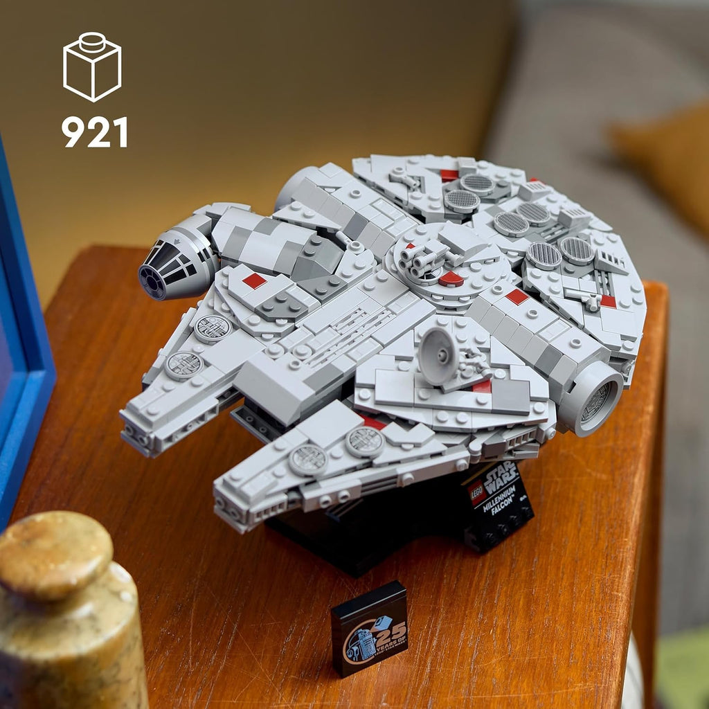 LEGO Star Wars 75375 Millennium Falcon - Set de Construction de Vaisseau Spatial Collector pour Adulte - Présentoir & Plaque Descriptive pour Déco de Bureau - Cadeau pour Fans de Un Nouvel Espoir