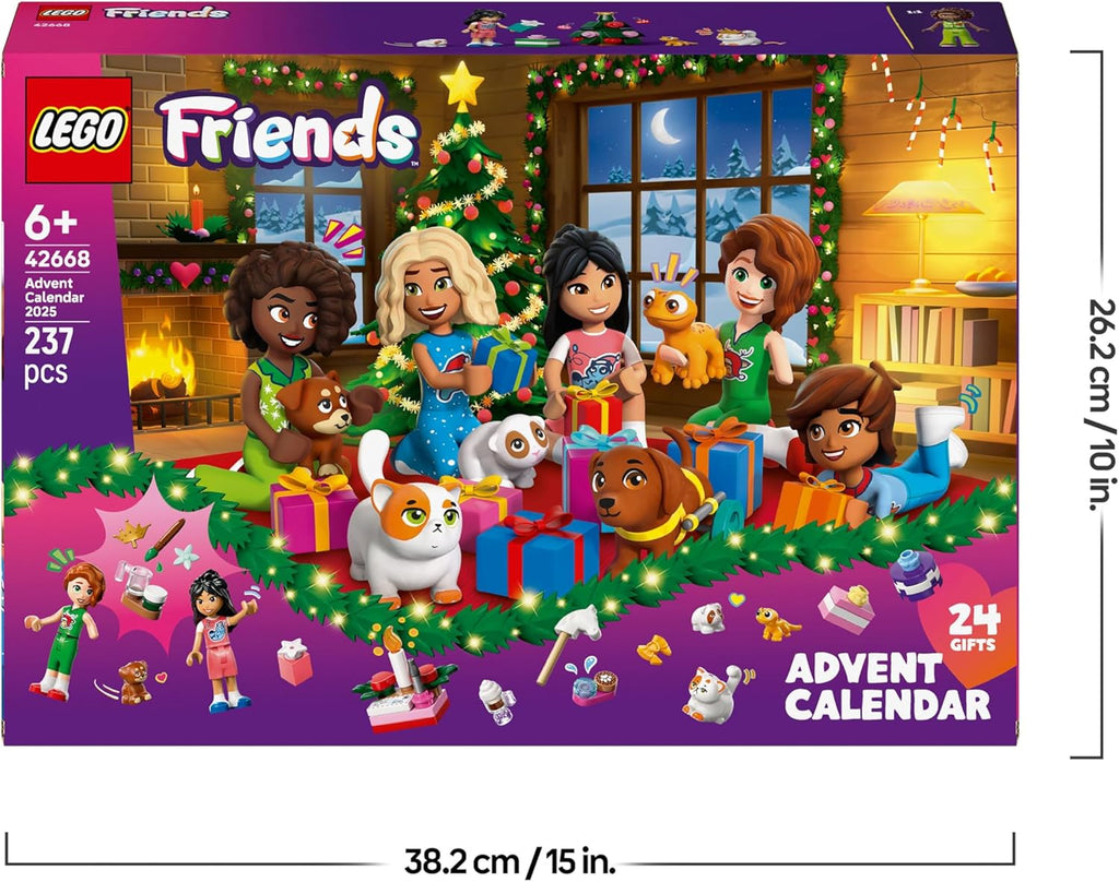LEGO Friends Le Calendrier de l’Avent 2025 - Jouets pour Fille dès 6 Ans - Compte à Rebours Avant Noël avec 24 Surprises Dont 5 Mini-Poupées, 5 Figurines d'animaux & Accessoires Adorables 42668