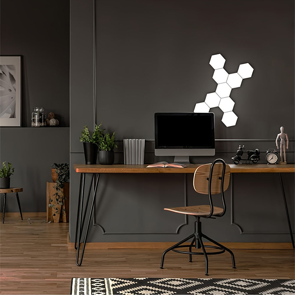 Kit 6 Lampes LED Murales Hexagonales – Tactiles & Modulables by LSDLBoutique.ch