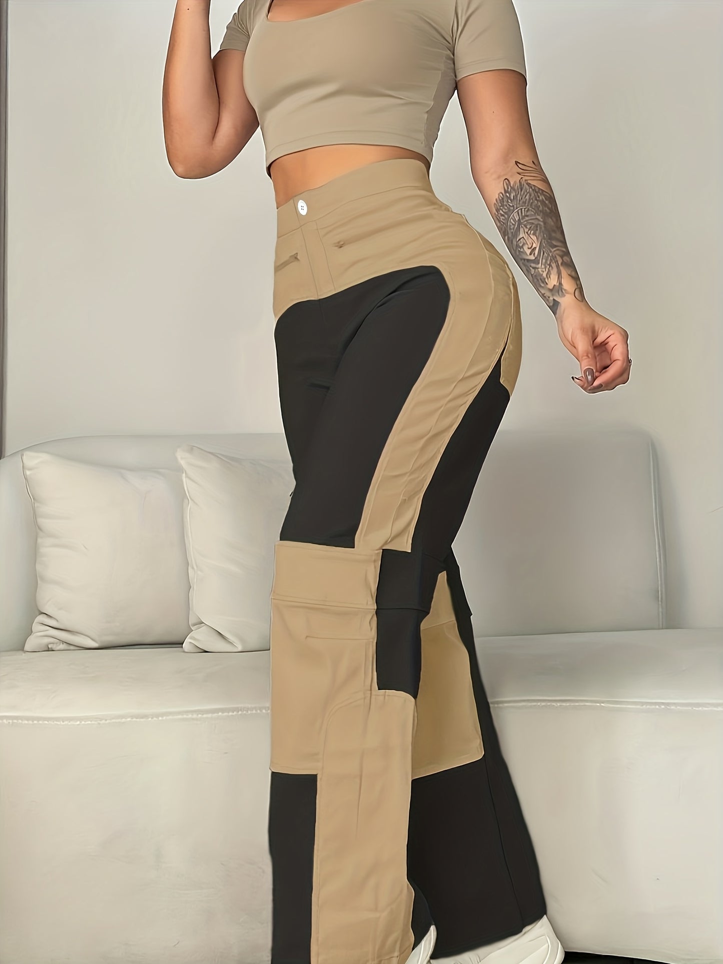 UrbanEase – Pantalon Cargo Femme Vintage à Blocs de Couleur by LSDLBoutique.ch
