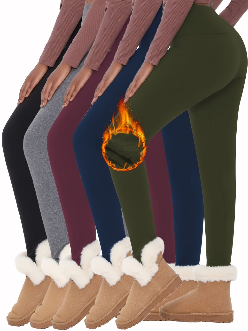 Lot De 5 Leggings Thermiques Femme Taille Haute Doux Et Chauds Pour Hiver Avec Doublure Polaire Pour Yoga Sport Quotidien by LSDLBoutique.ch