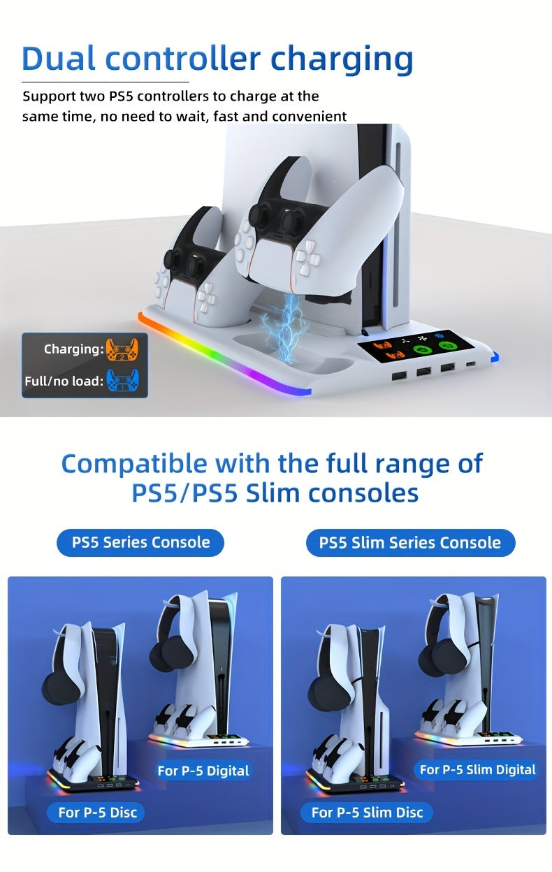 CoolBase – Station de Refroidissement PS5 avec Chargeur Double & LED RGB by LSDLBoutique.ch
