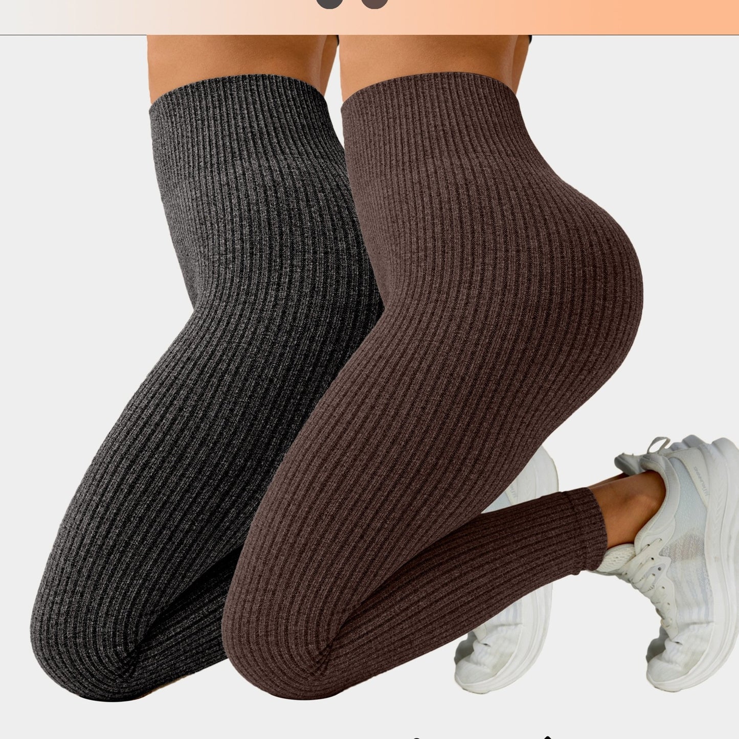 Lot De 2 Leggings Femme Taille Haute Côtelés Confort Stretch Respirants Idéal Yoga Et Fitness by LSDLBoutique.ch