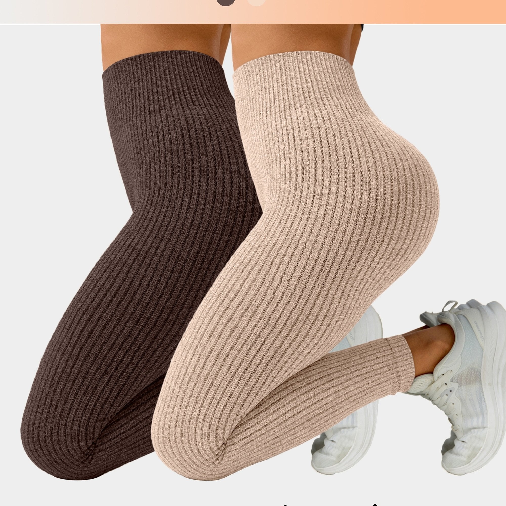 Lot De 2 Leggings Femme Taille Haute Côtelés Confort Stretch Respirants Idéal Yoga Et Fitness by LSDLBoutique.ch