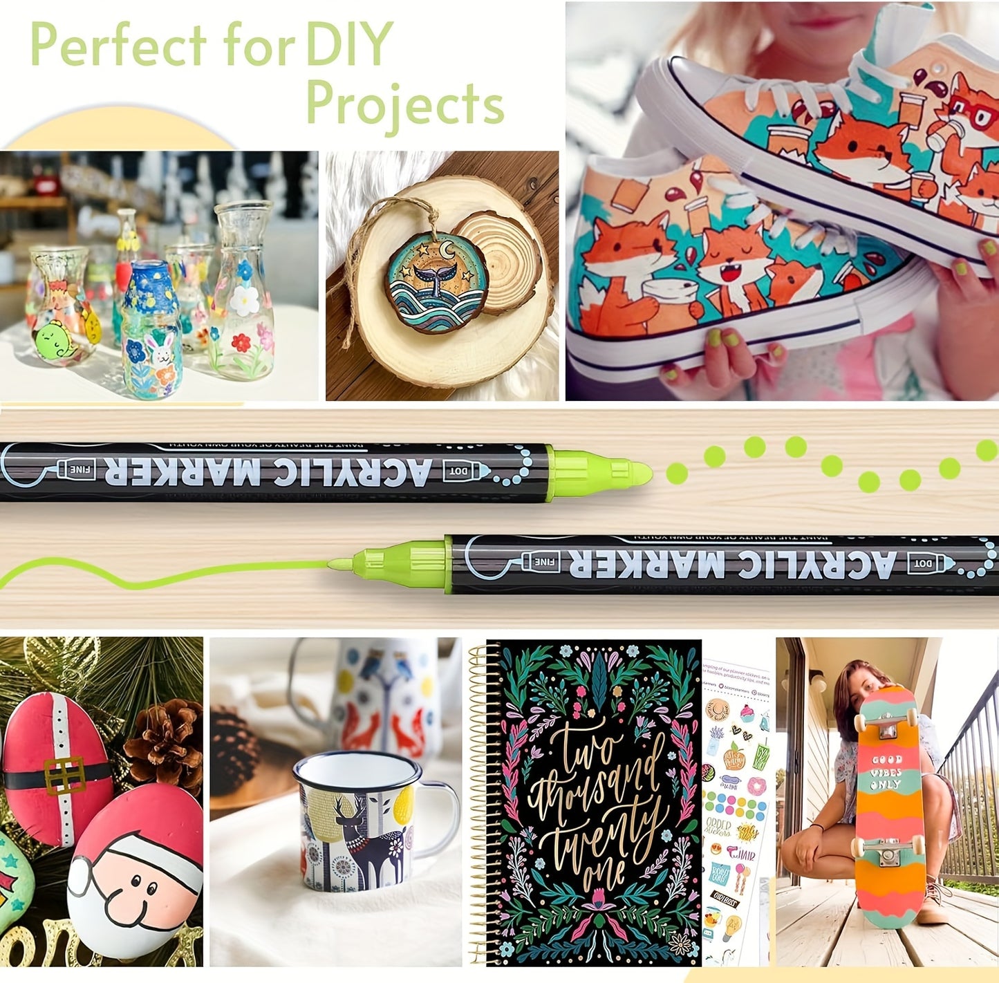 36 Colors Dual Tip Acrylic Pens Markers, Double Tip Premium Acrylic Markers, Acrylic Markers for Wood, Rock Painting, Glass, Canvas, Stone, DIY Crafts Making Art Supplies by LSDLBoutique.ch