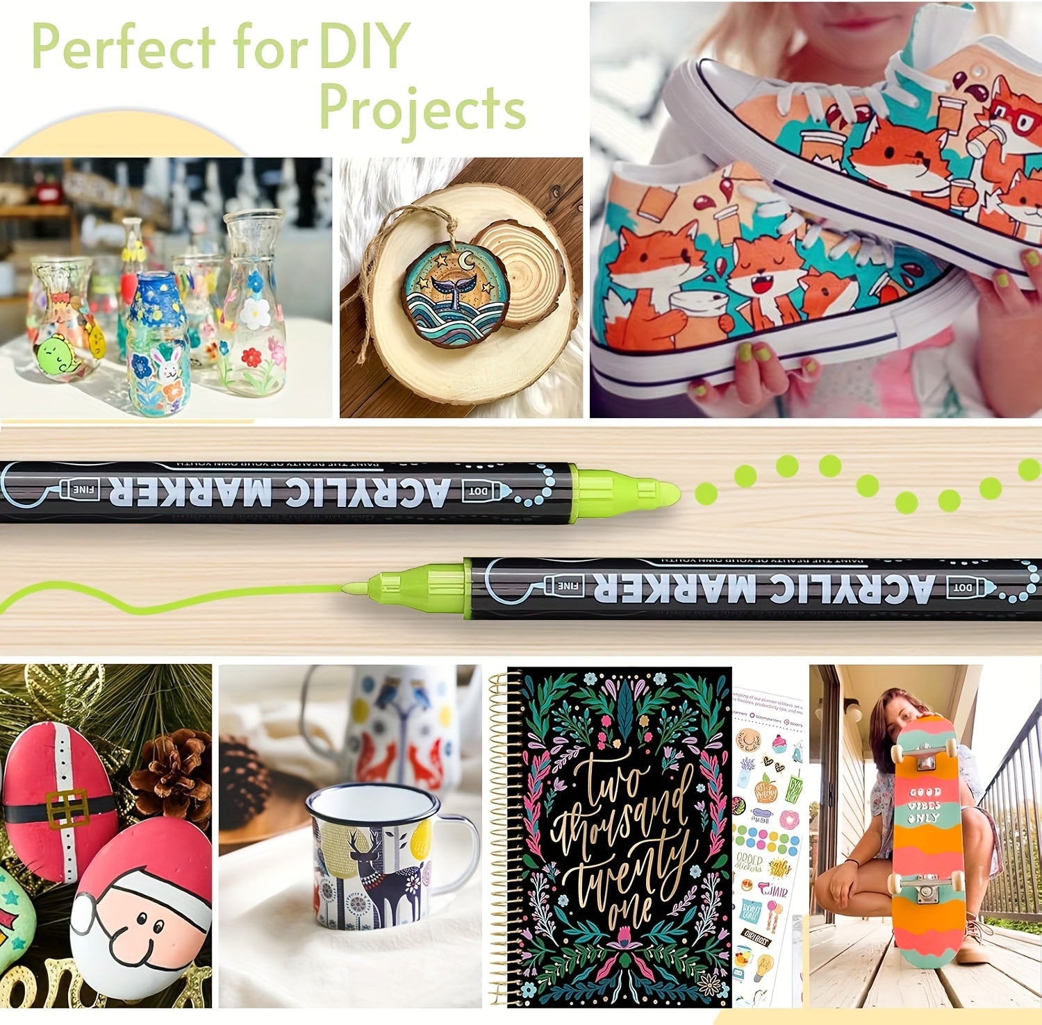 36 Colors Dual Tip Acrylic Pens Markers, Double Tip Premium Acrylic Markers, Acrylic Markers for Wood, Rock Painting, Glass, Canvas, Stone, DIY Crafts Making Art Supplies by LSDLBoutique.ch