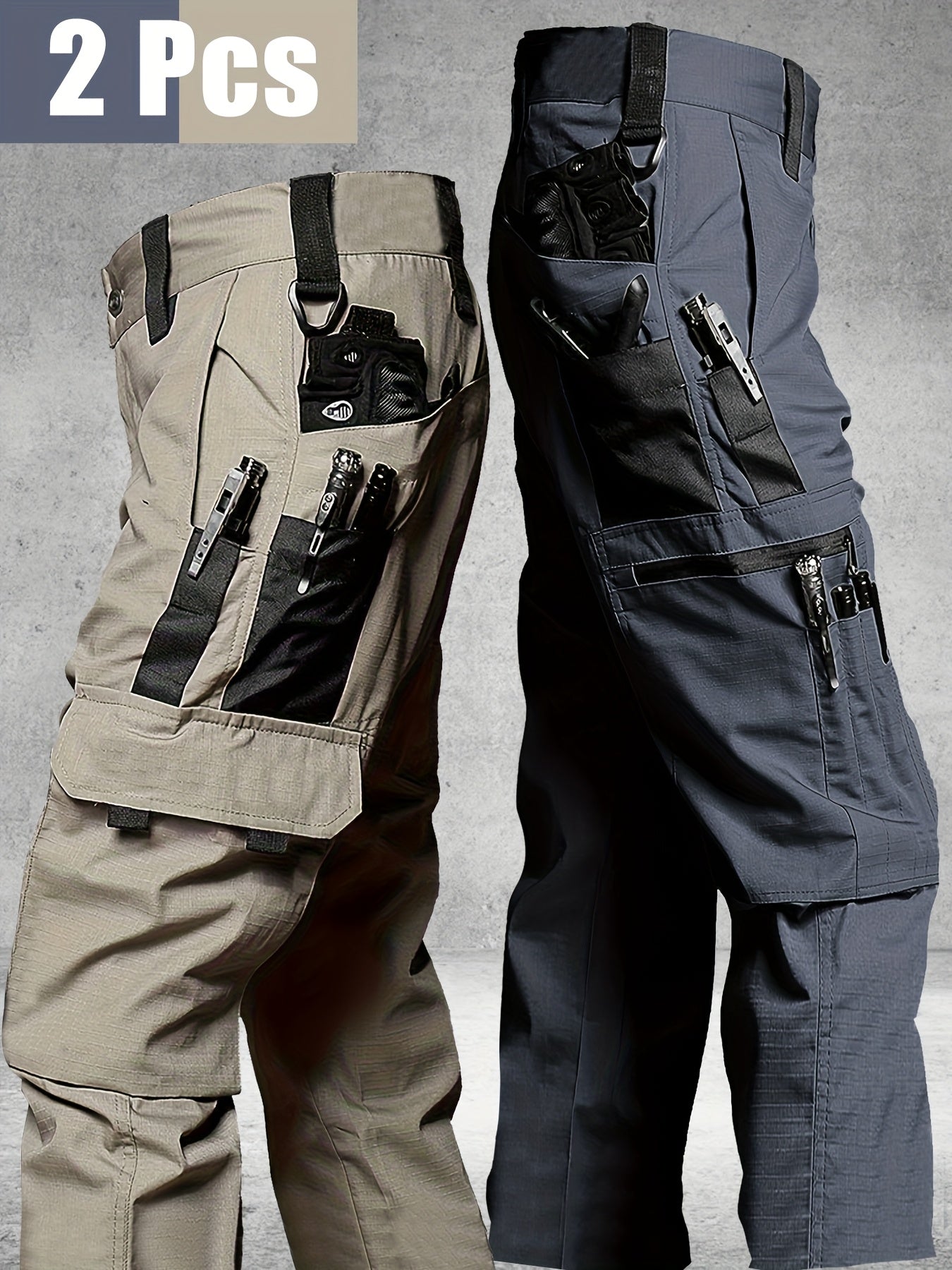 TactiPro – Lot de 2 Pantalons Cargo Tactiques Homme, Multi-Poches Résistants by LSDLBoutique.ch
