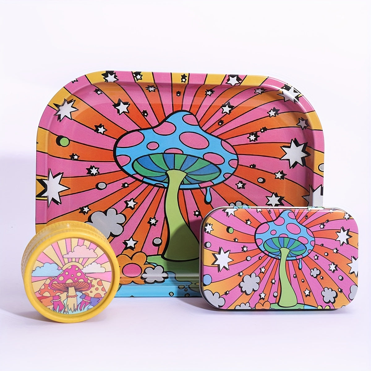 Kit Fumeur 3pcs : Étui Cigarettes, Double Grinder, Plateau Alu by LSDLBoutique.ch