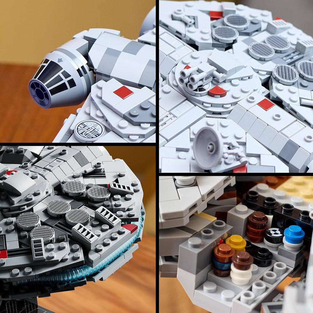 LEGO Star Wars 75375 Millennium Falcon - Set de Construction de Vaisseau Spatial Collector pour Adulte - Présentoir & Plaque Descriptive pour Déco de Bureau - Cadeau pour Fans de Un Nouvel Espoir