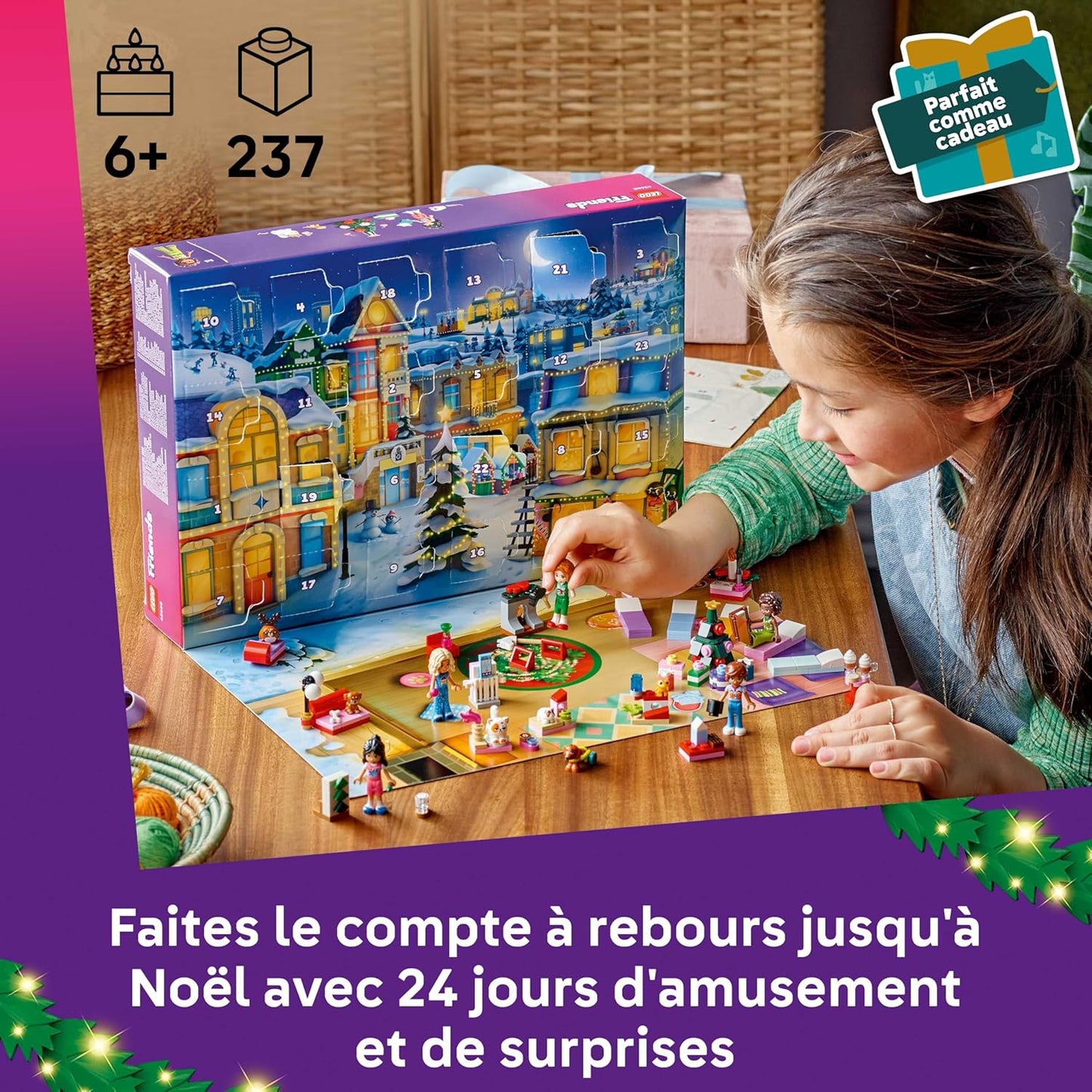 LEGO Friends Le Calendrier de l’Avent 2025 - Jouets pour Fille dès 6 Ans - Compte à Rebours Avant Noël avec 24 Surprises Dont 5 Mini-Poupées, 5 Figurines d'animaux & Accessoires Adorables 42668