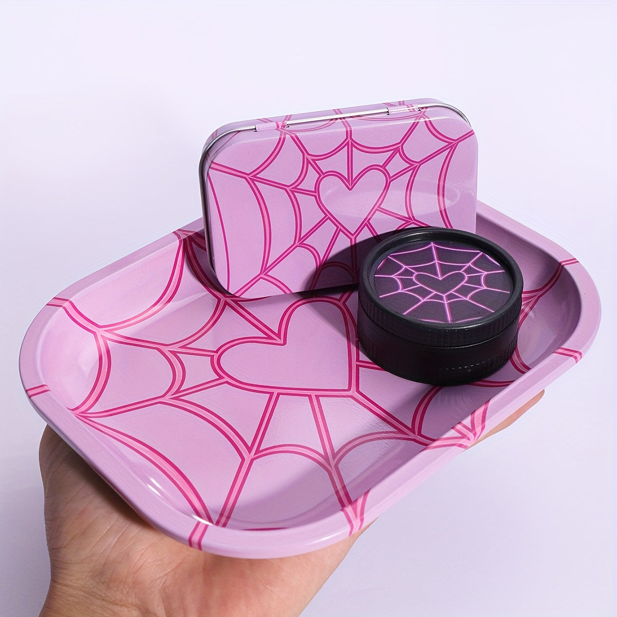 Kit Fumeur 3pcs : Étui Cigarettes, Double Grinder, Plateau Alu by LSDLBoutique.ch