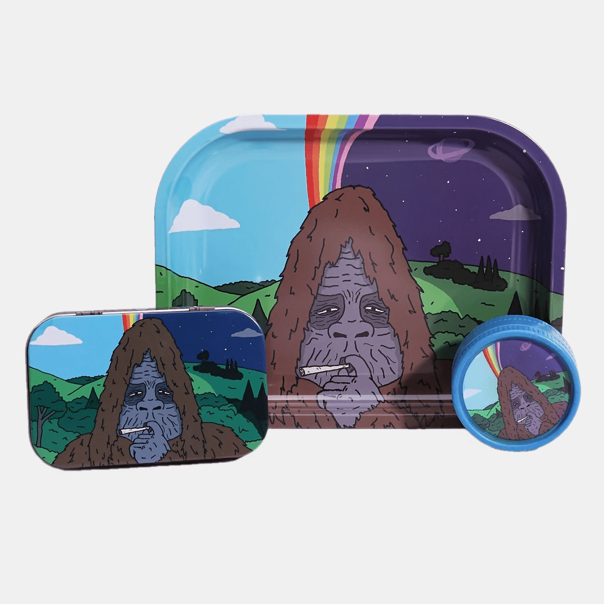 Kit Fumeur 3pcs : Étui Cigarettes, Double Grinder, Plateau Alu by LSDLBoutique.ch