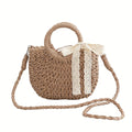 Trendy Mini Straw Crossbody Bag with Decorative Tassel, Handwoven Hollow Design for Summer Wear, Detachable Shoulder Strap, Lined for Easy Practicality, SendpiSTIL by LSDLBoutique.ch