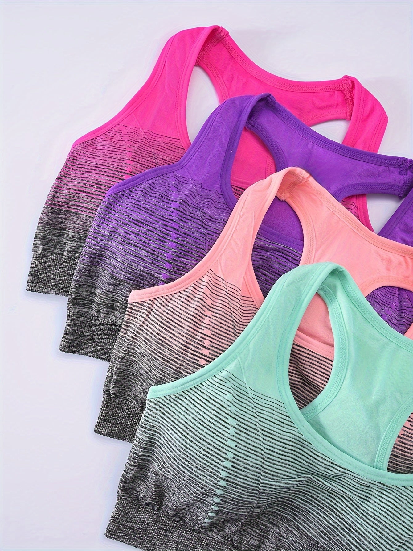 Lot De 4 Brassières De Sport Femme Dos Croisé Contrasté Maintien Léger Confort Sans Couture by LSDLBoutique.ch