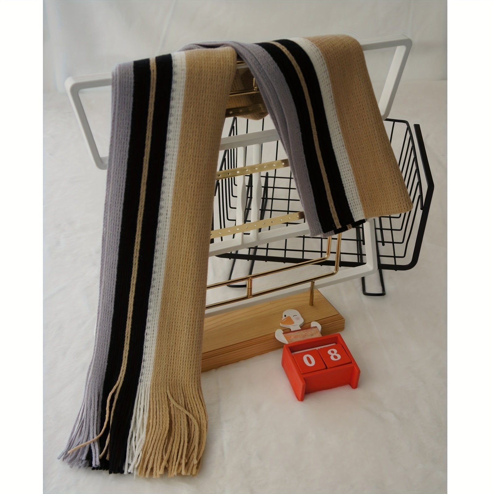 Écharpe Homme À Rayures Tricot Chaud Avec Franges En Acrylique Doux Pour Hiver Confortable Et Légère by LSDLBoutique.ch