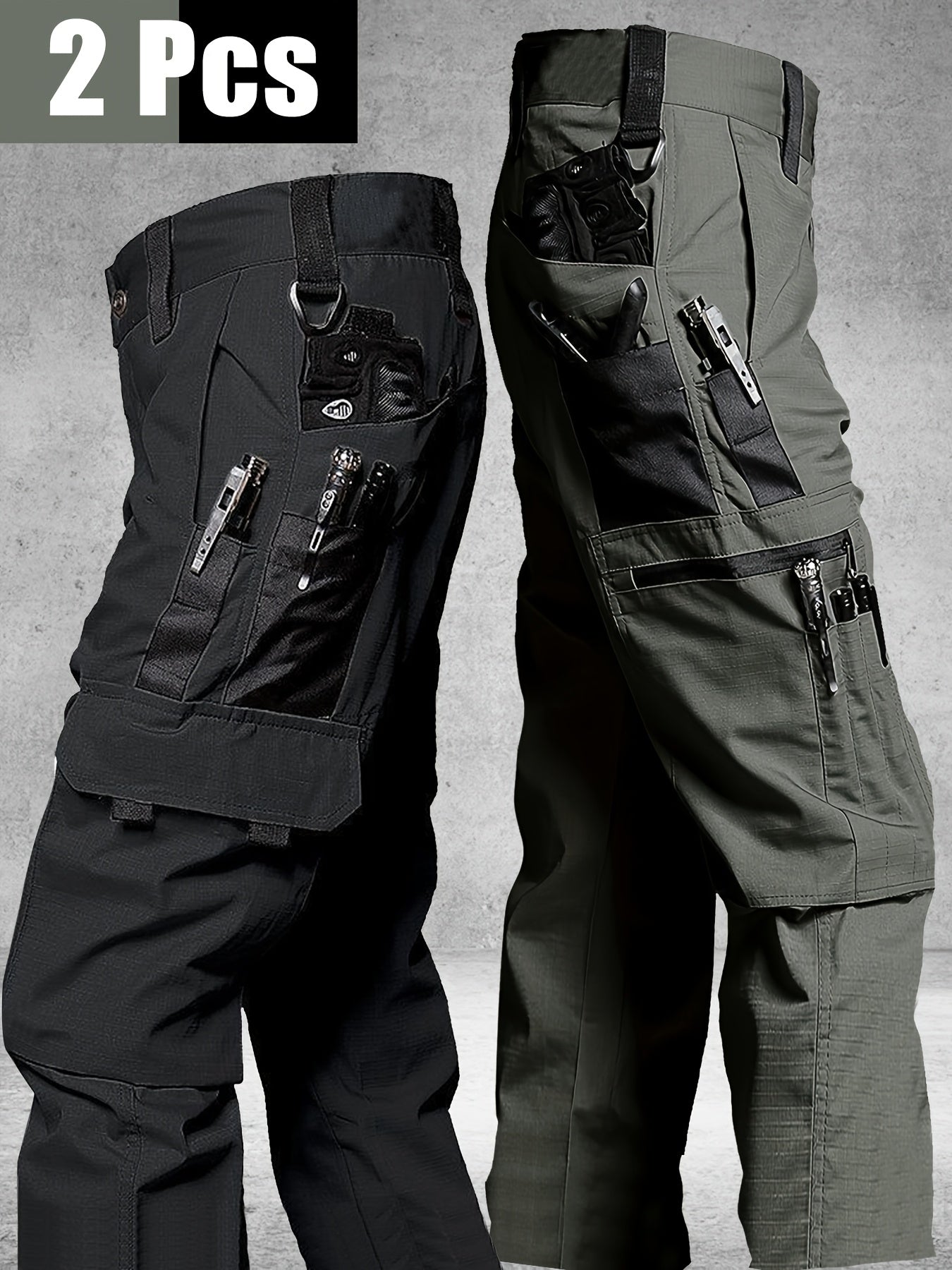 TactiPro – Lot de 2 Pantalons Cargo Tactiques Homme, Multi-Poches Résistants by LSDLBoutique.ch