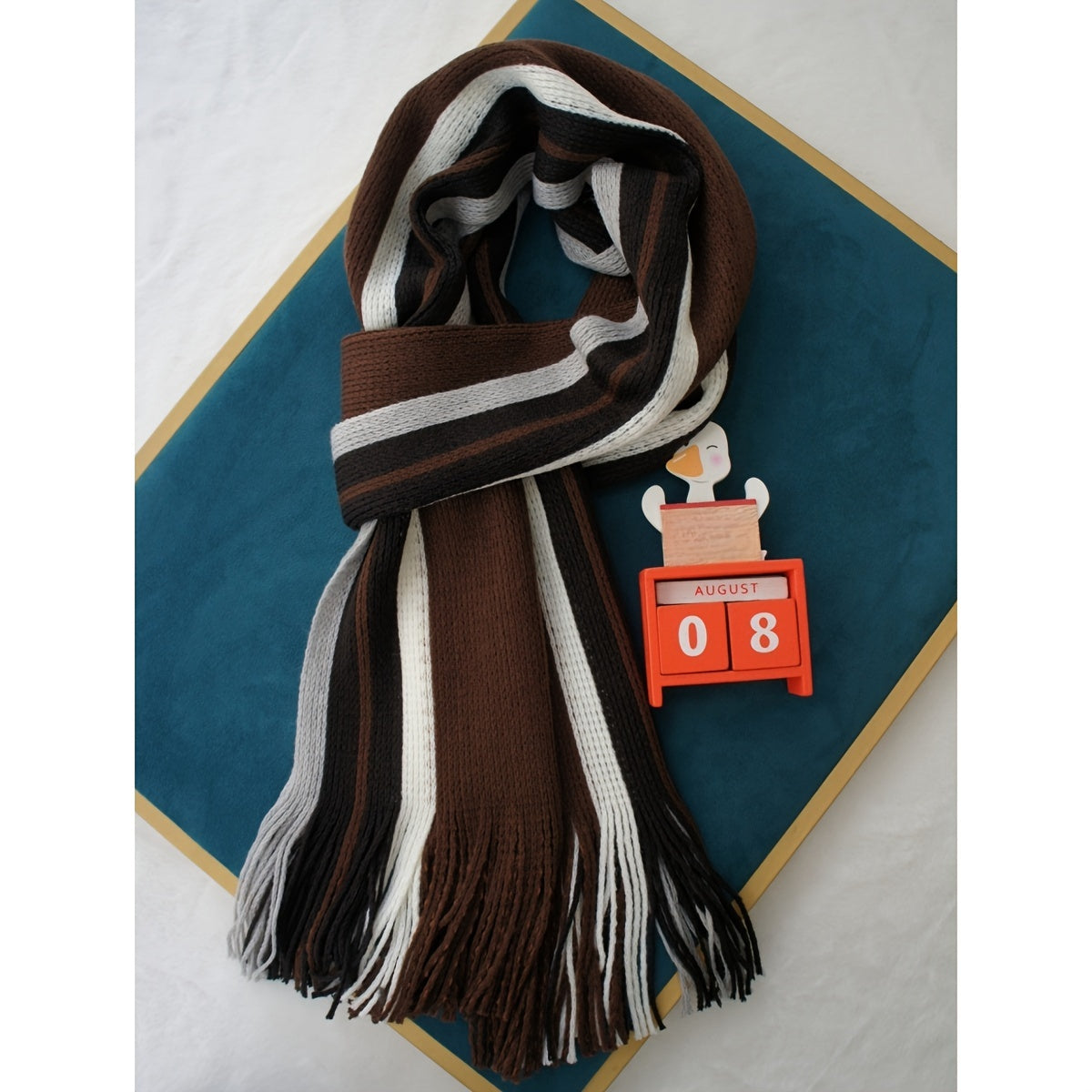 Écharpe Homme À Rayures Tricot Chaud Avec Franges En Acrylique Doux Pour Hiver Confortable Et Légère by LSDLBoutique.ch