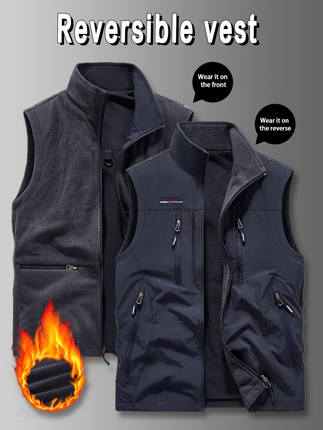 NordTrail – Gilet Réversible Homme Multi-Poches, Coupe Regular by LSDLBoutique.ch