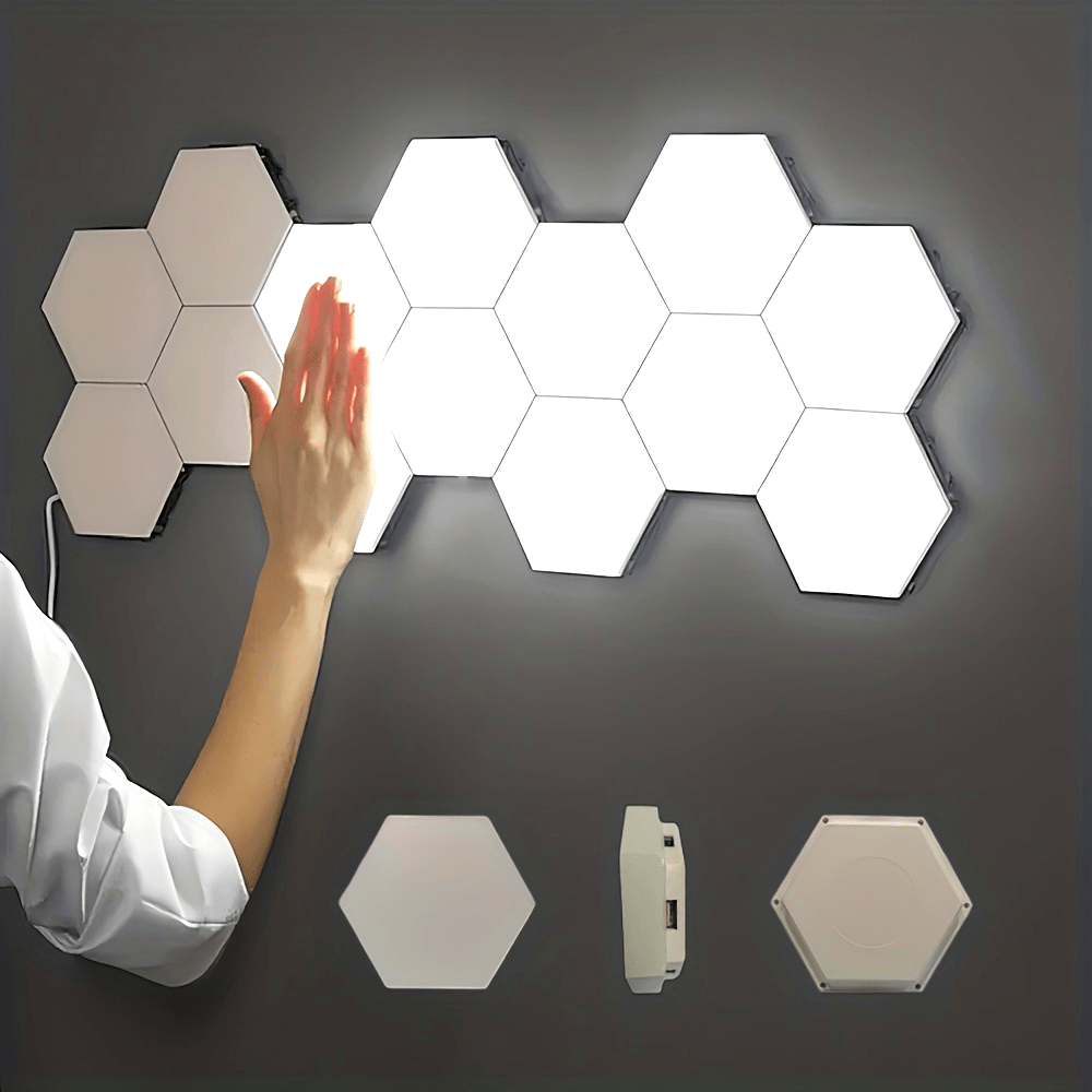 Kit 6 Lampes LED Murales Hexagonales – Tactiles & Modulables by LSDLBoutique.ch