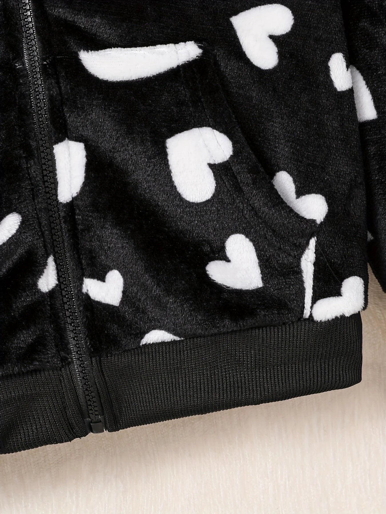 Cardigan À Capuche Zippé Imprimé Cœur