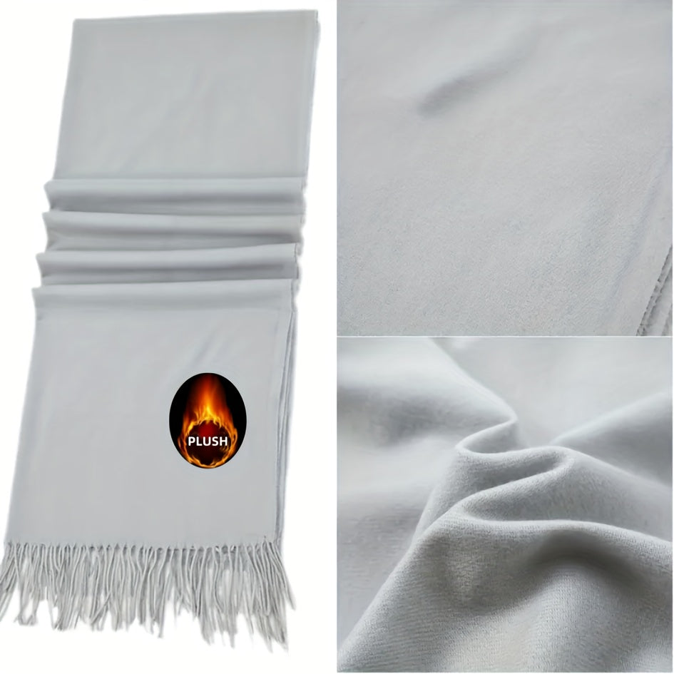 Foulard Femme Élégant à Franges Style Bohème Hiver Coloris Unis Tissu Jacquard Doux et Résistant by LSDLBoutique.ch