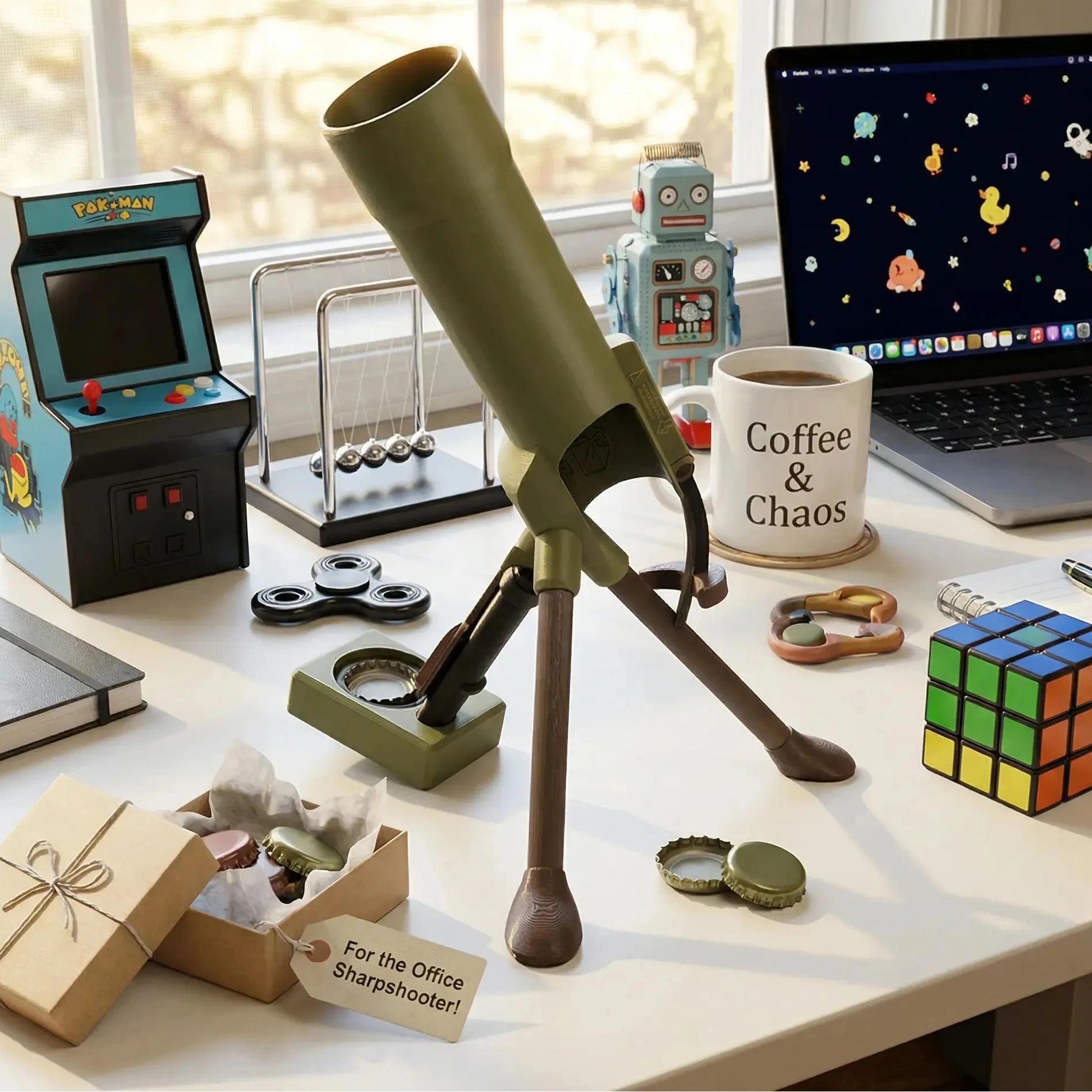 Décapsuleur mortier 51 mm en métal vert kaki, design original LSDLBoutique