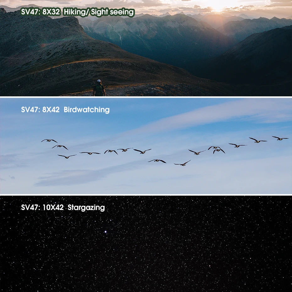 SVBONY Jumelles SV47 8x42 BAK4 FMC HD IPX7 Étanches