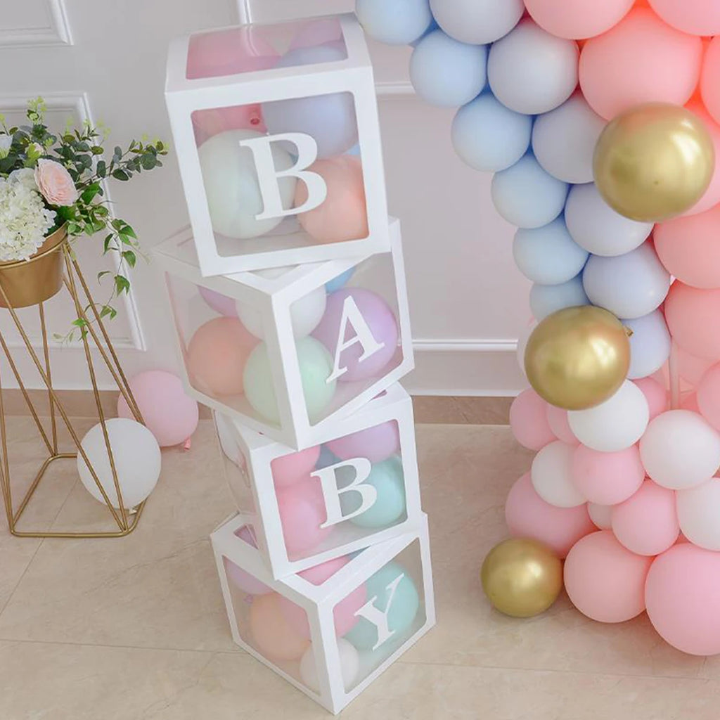 QIFU Boîte À Ballons Avec Lettres Plastique Rose Et Blanc