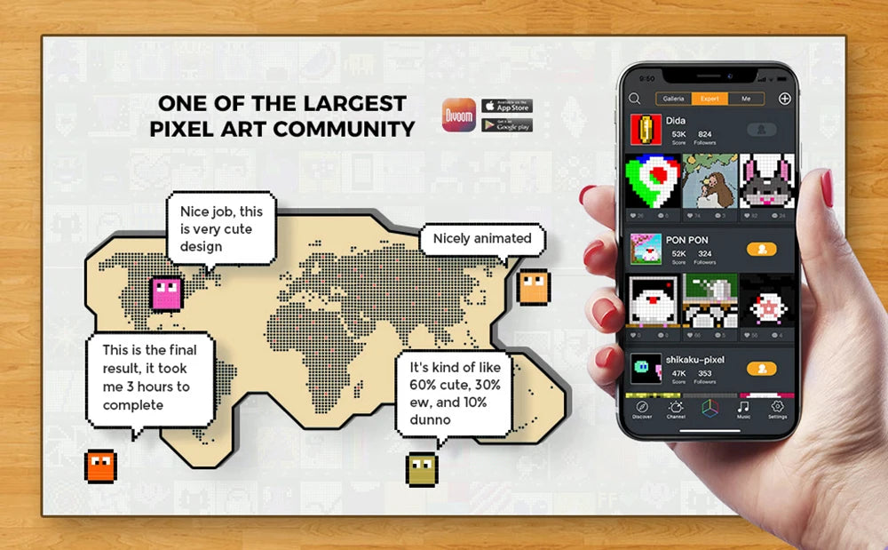 Divoom Ditoo Pro Haut Parleur Portable Pixel Art LED Rose