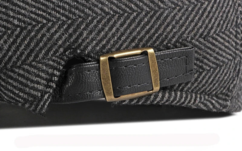 HT2888 Béret Rayé Gris Laine Ajustable Automne Hiver