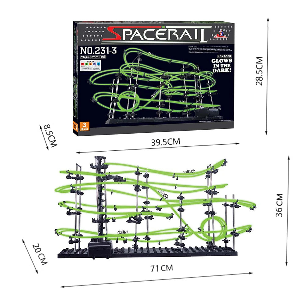 Boule de montagnes russes lumineuse Spacerail, labyrinthe de course, jeux de piste de course, niveau 2 3 4, modèle d'ascenseur électrique, jouet scientifique éducatif by LSDLBoutique.ch