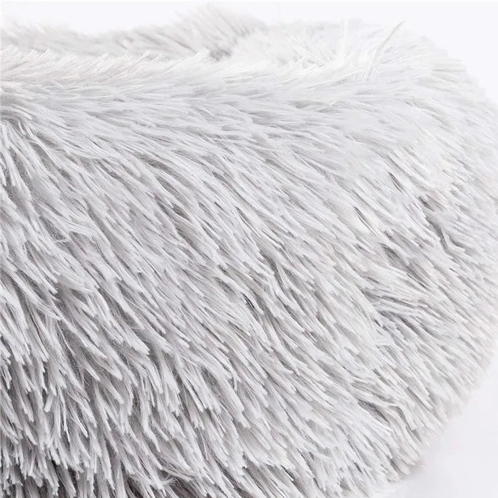 Quadratisches Plüsch-Hundebett, waschbar, Entenblau, Größen XS bis XL